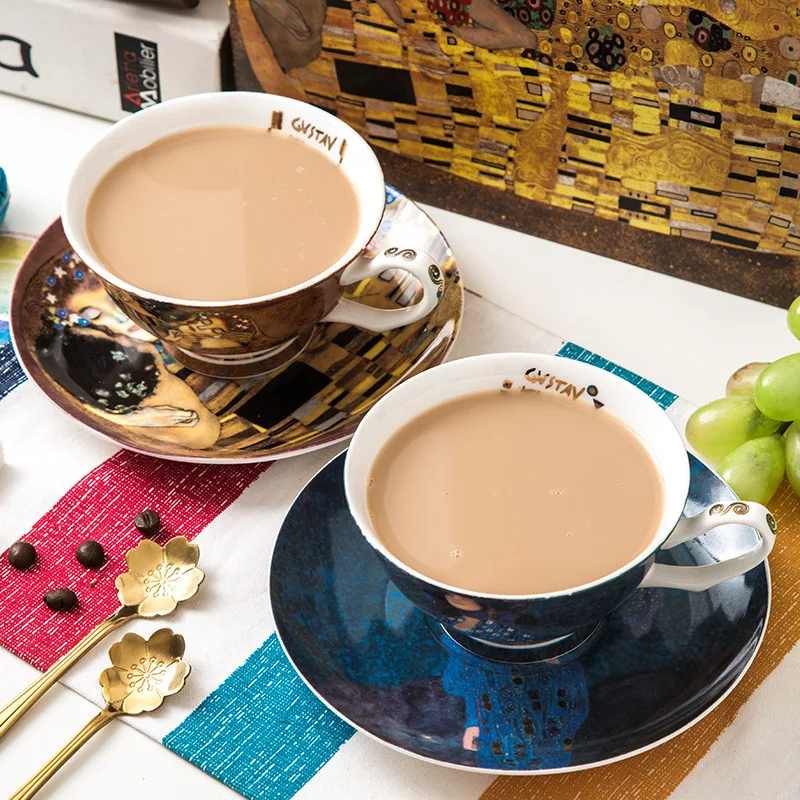 220ML, real bone china coffee cup, kiss girlfriend gift, couple ceramic tea cup with saucer, porcelain espresso mug, cafe  latte