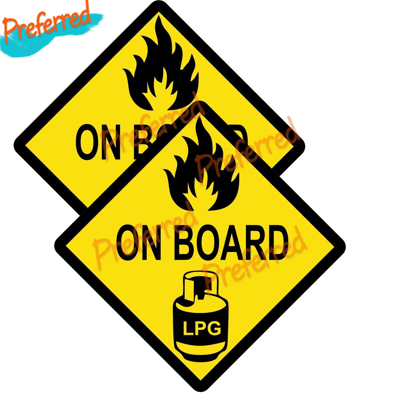 2 X LPG Gas on Board-Sticker-Caravan,Boat,Horsebox,Locker-Safety Warning Sign 105mm X 105mm