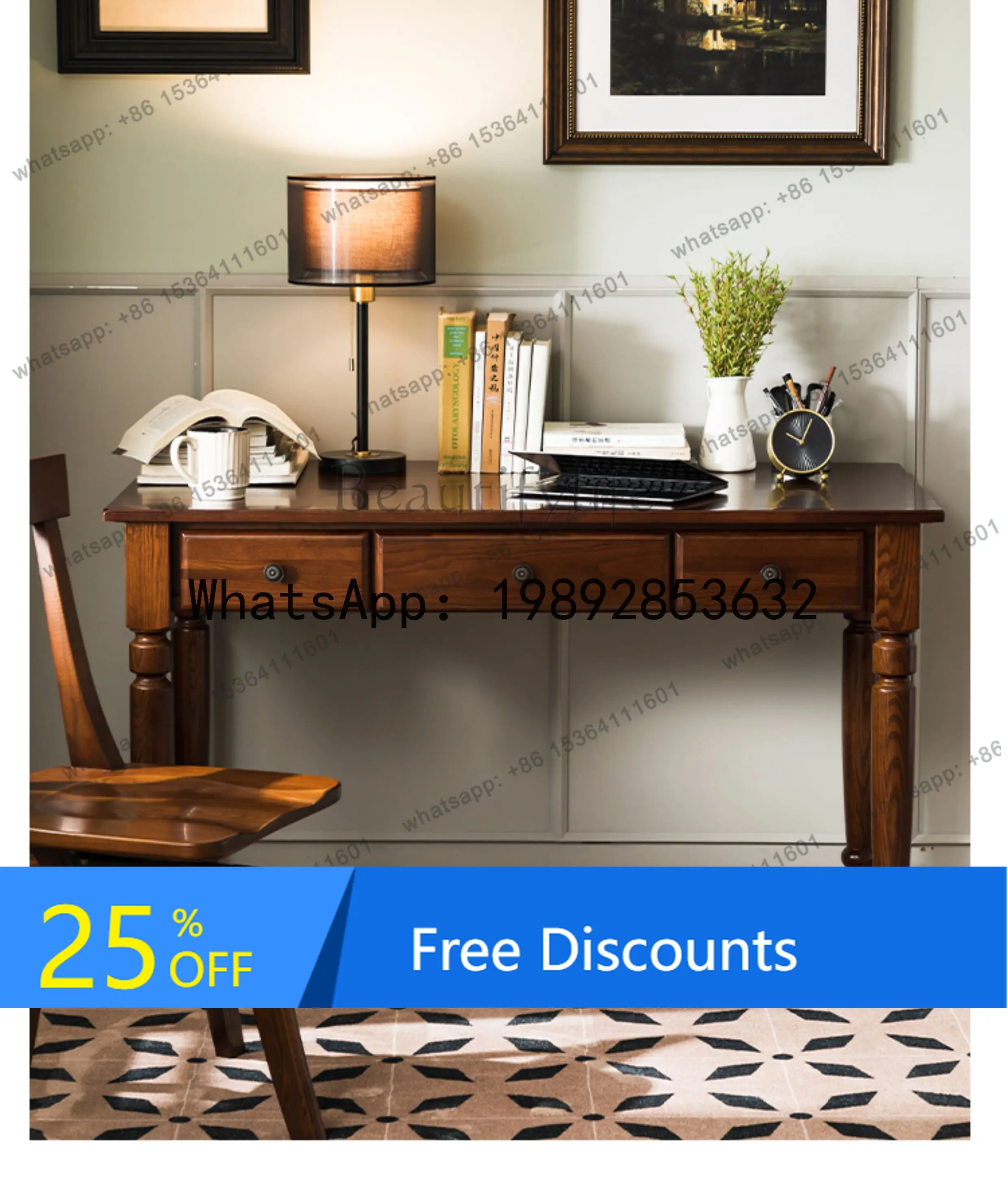 

Письменный стол из массива дерева, полный ящик в стиле ретро из массива ясеня