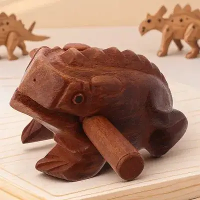 

1 set Wooden Guiro Instrument Durable Fun Musical Percussion Accessory Desk Noise Maker Frog Shaped Animal Ornament Sound Wood