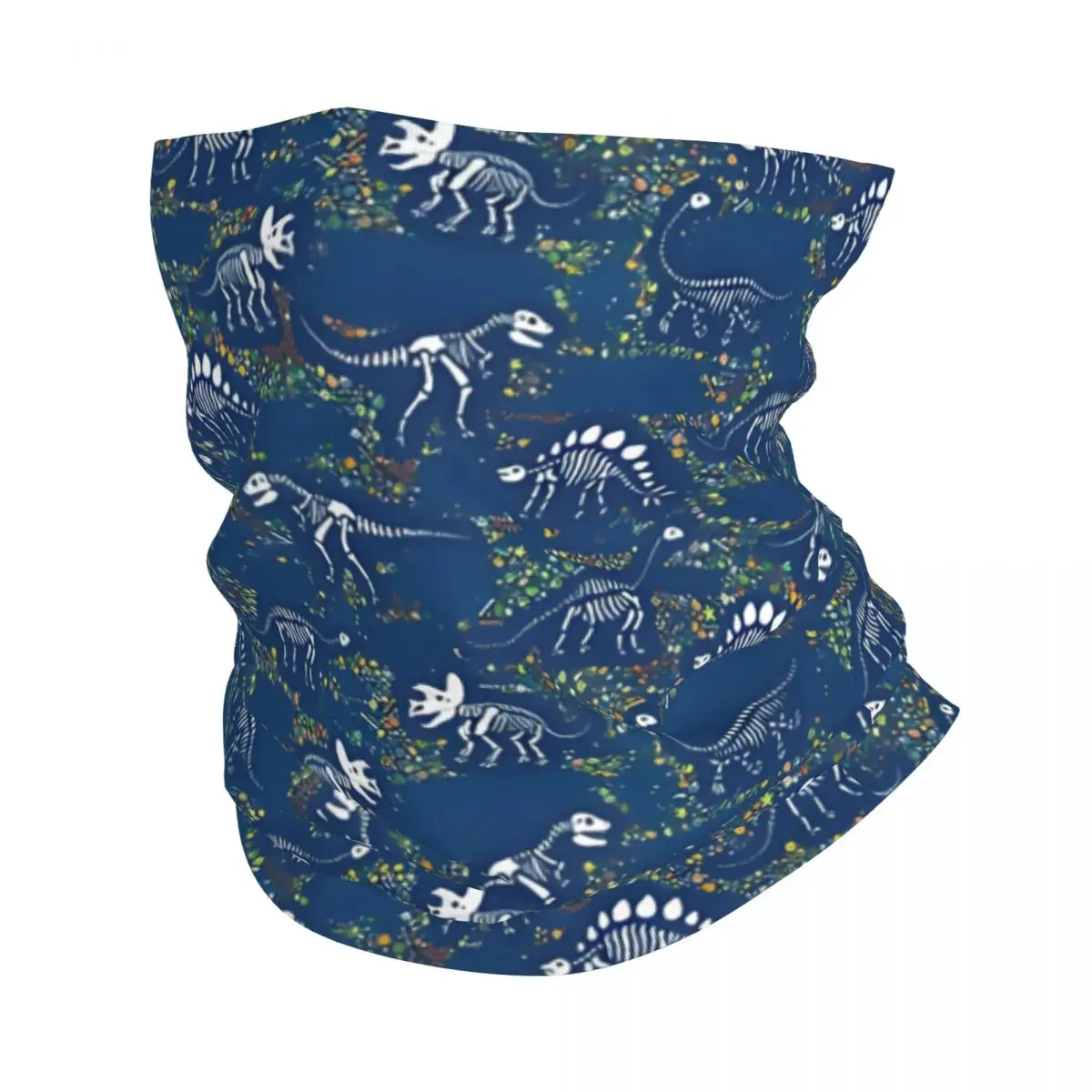 Dinosaur Fossils Blue Thin Wrap Scarf Bandana Neck Gaiter Face Cover Headband