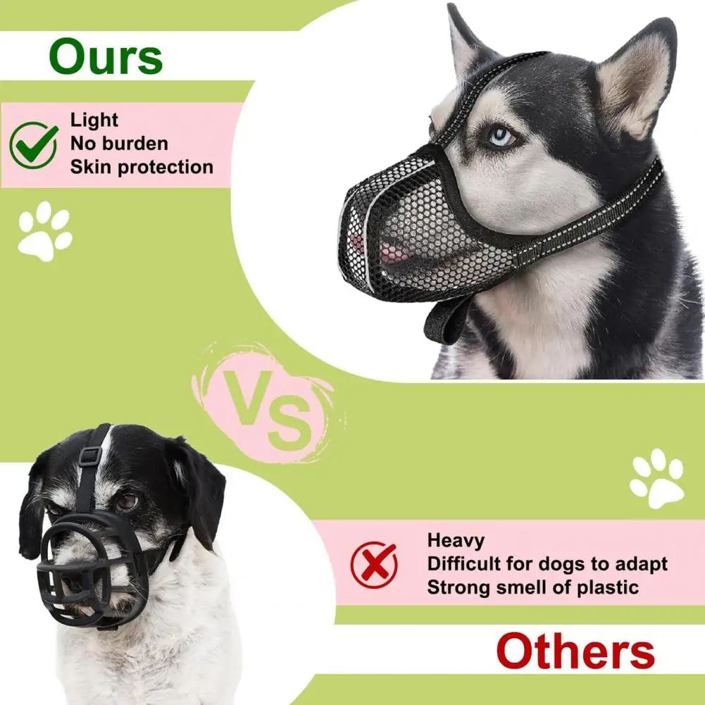 Dog Muzzle Adjustable Breathable Mesh Pet Mouth Cover Soft Comfortable Anti-Biting Dog Mouth Guard Pet Supplies