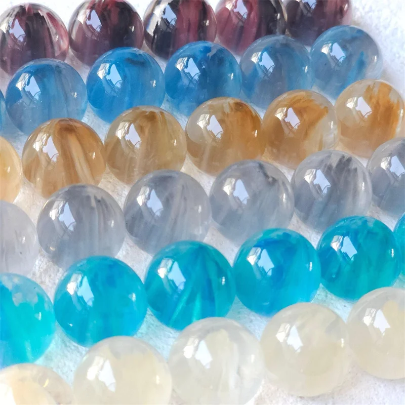 

Summer style 50pcs/lot 16mm color print geometry rounds balls shape resin cabochon beads diy jewelry garment hair accessory