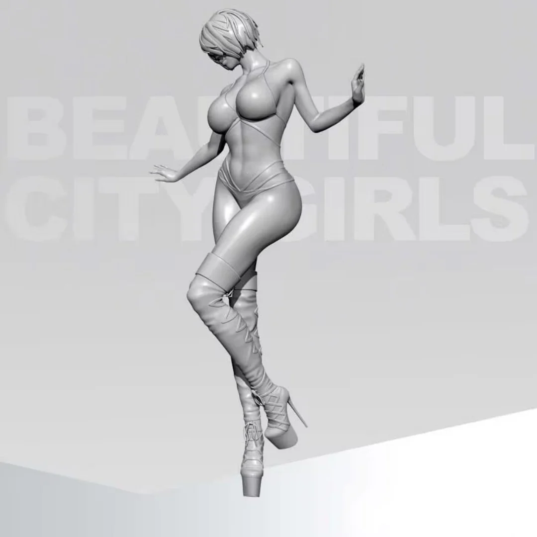 1/24 Schaal 75mm Hoogte Hars Figuur Fantasie meisje vrouwelijke soldaat Monteren Model Kit Ongemonteerd en Ongeverfd 3D printen speelgoed