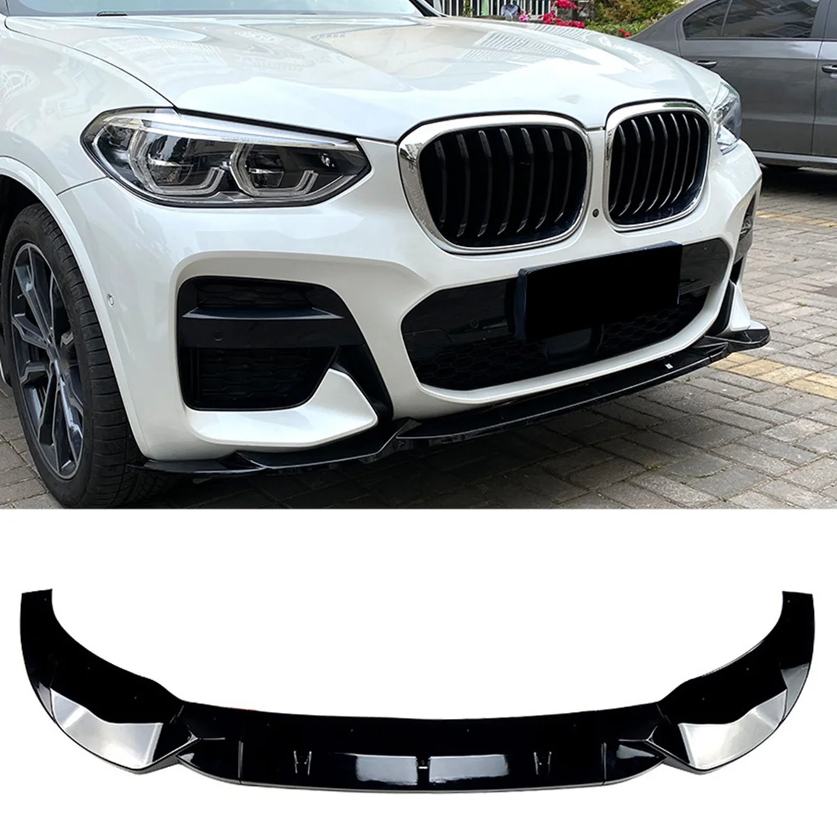 3PCS Front Bumper Lip Splitter Kit Diffuser Spoiler for -BMW X3 X4 G01 G02 Early Stage M-Pack 2018-2021 Bright Black