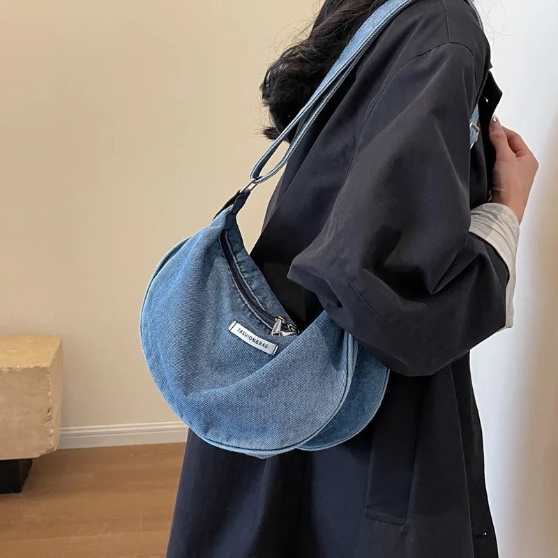 Women Denim Bag Large Capacity Strap Adjustable Crossbody Sling bag Vintage Messenger Bags Casual Shopper bags 2025 Shoulder BAG