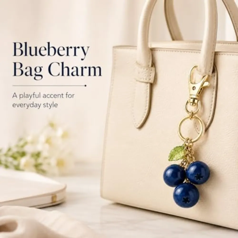 Blueberry-Themed Blueberry Keychain Drop Shape Elegant Fruit Bag Charm Lightweight Connecting Chains Decorative Keyring Car Keys