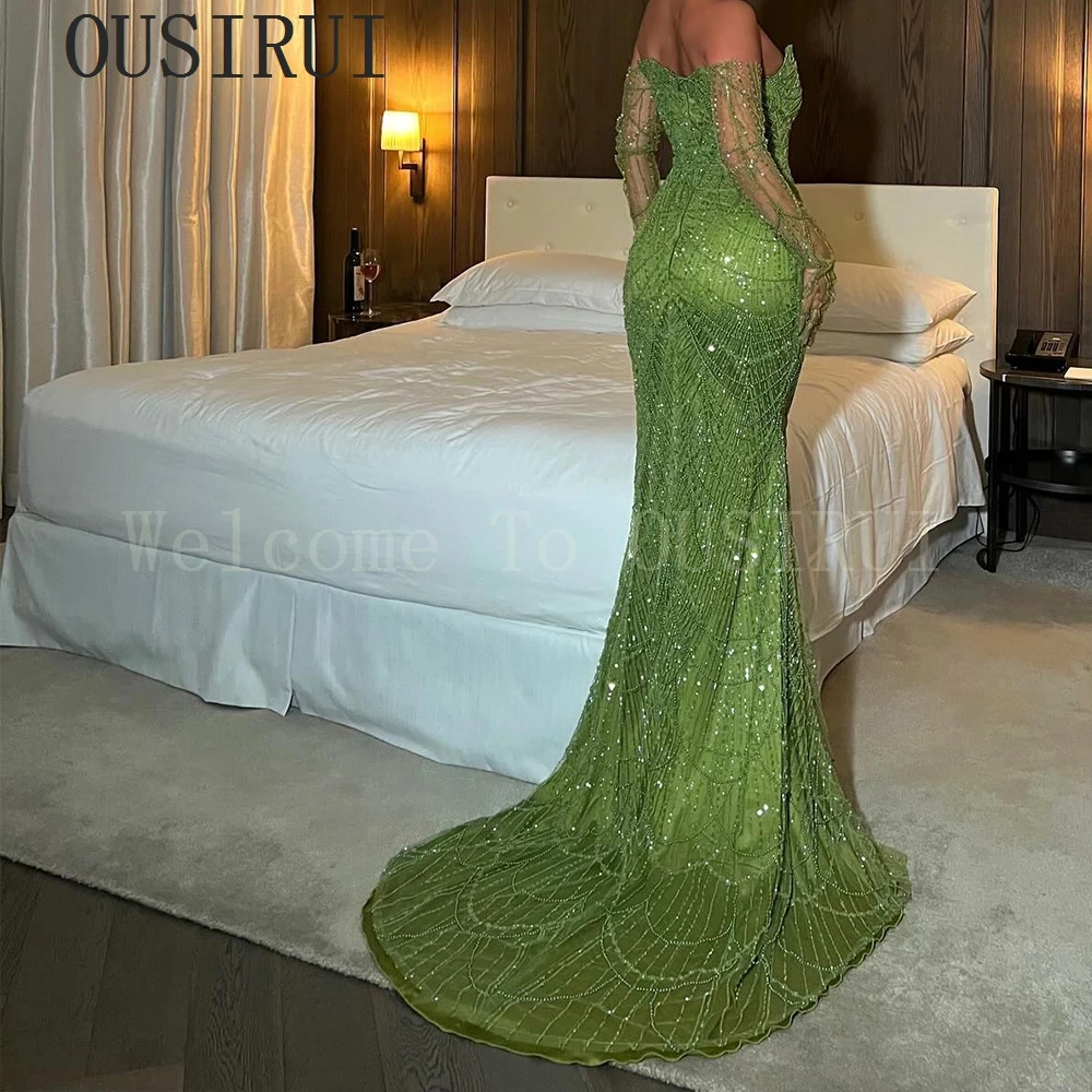 OUSIRUI Exquisite Strapless Evening Dresses For Woman Sequined Formal Prom Dresses With Sweep Train 2024 New robe de soirée