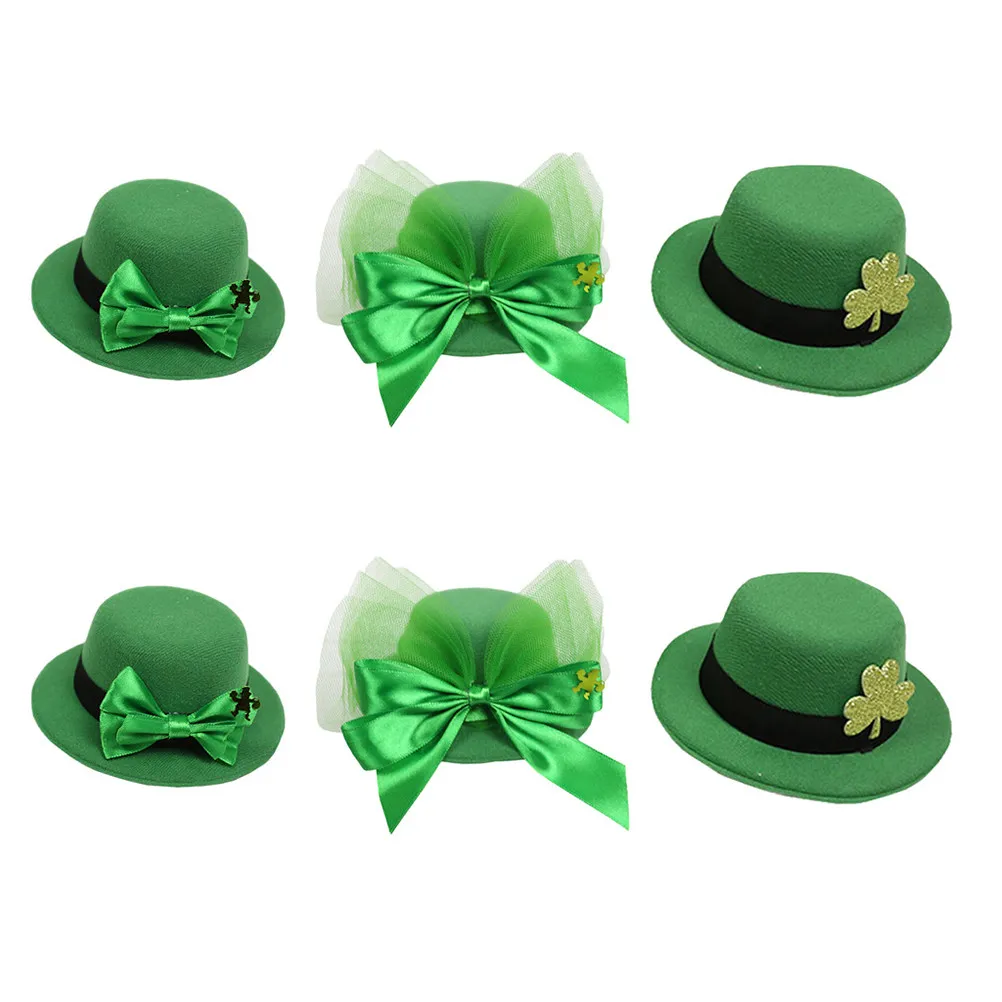 

6Pcs Shamrock Hairpins Green St Patrick's Day Bowknot Hat Clips Party Hair Accessories Women Hairpins Patrick's Day Hairpin