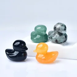 1PC Natural Crystal Small Duck Figurine Stone Handmade Quartz Carved Crafts Polished Animal Tatue Home Ornament Feng Shui Gift