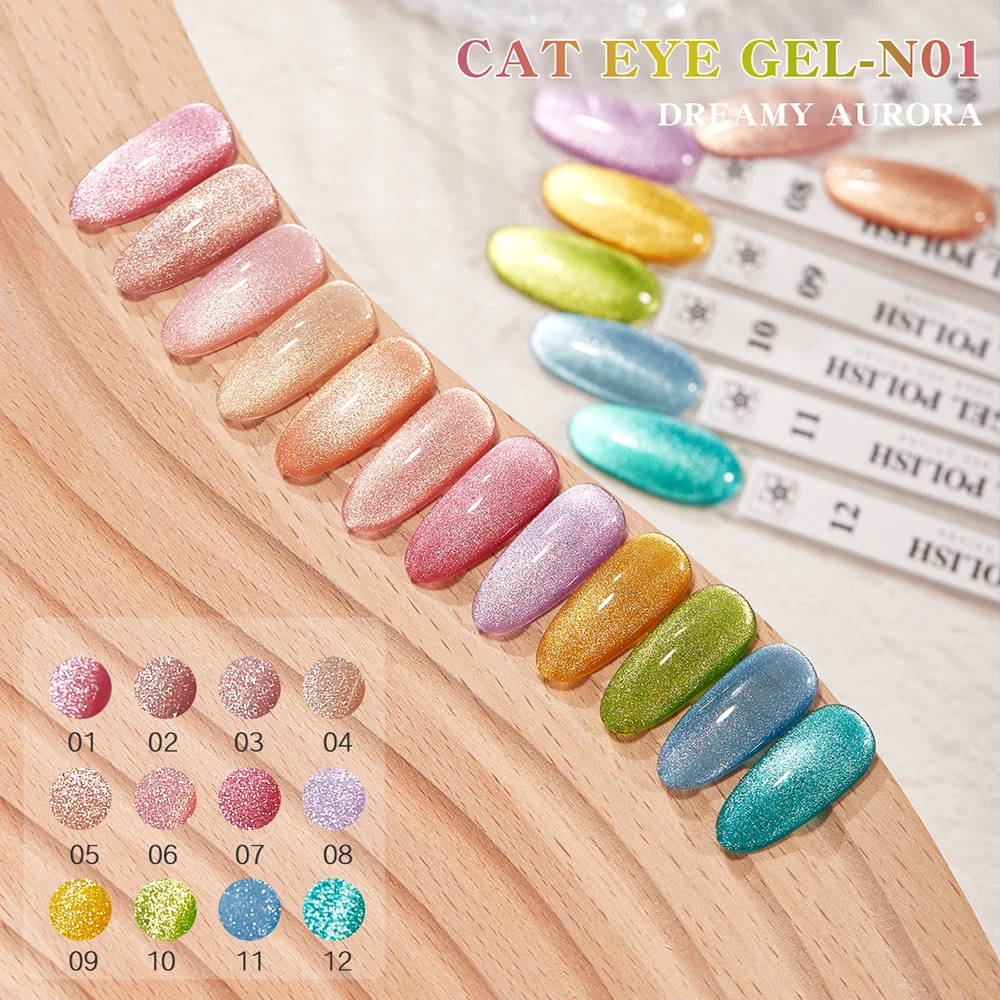 Vendeeni 12 Farben/Set Kristall-Katzenaugen-Gel-Nagellack Magnetischer UV-Soak-Off-Gel-Lack Rot Lila Neon-Katzenaugen-Gel mit Display – Detail 5