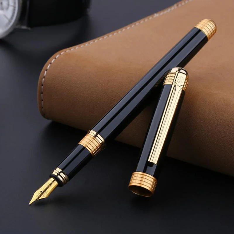 

Picasso Pimio 909 Black Time of London Series 0.5mm Nib Fine Fountain Pen Gold Trim Ink Pen Luxurious Writing Gift Pen Set