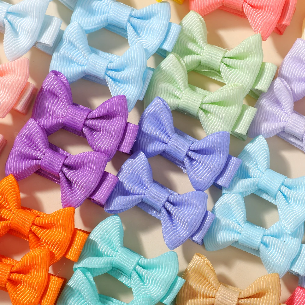 30 ชิ้น/เซ็ตน่ารัก Dopamine สีผมโบว์คลิปสําหรับหญิง Rainbow 1.5 ''Mini ผ้า Bowbots Hairpins Headwear เด็กอุปกรณ์เสริมผม