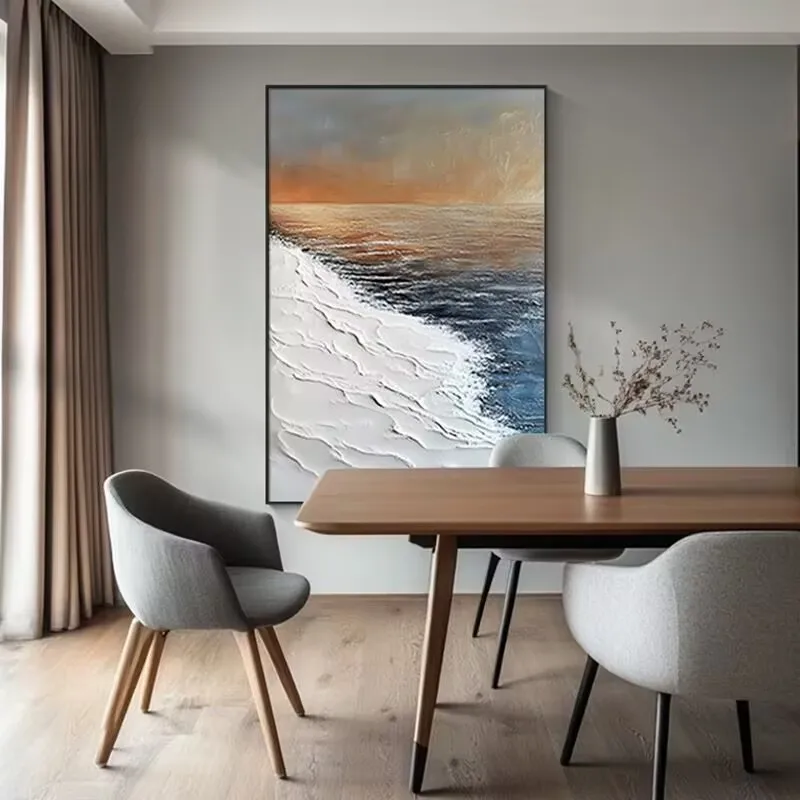 Abstract Sea Scenery Texture Hanging Painting,Hand Drawn Oil Paintings on Canvas,Wall Art Decoration Poster,Living Room,Bedroom