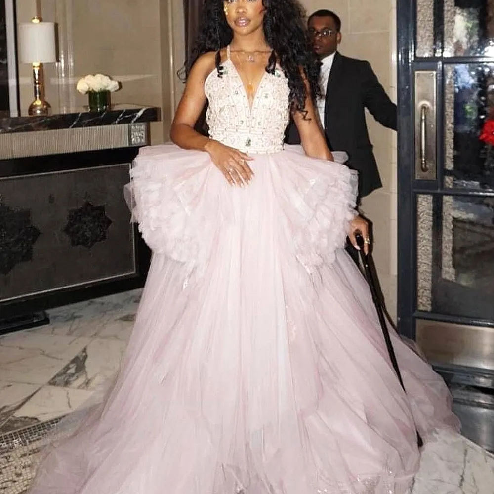 

Blush Pink Tulle Skirts With Peplum TUTU Girls Birthday Skirt Puffy Female Dance Party Skirt Outwear Bridal Skirt