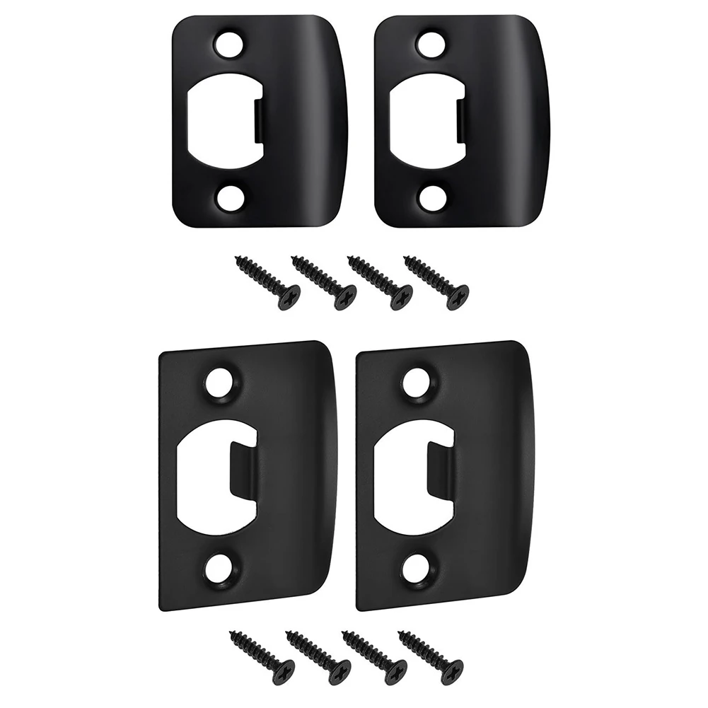 

2sets Door Strike Plate Stainless Steel Black Deadbolt Reinforcement Plate For Exterior Interior Door Easy Installation