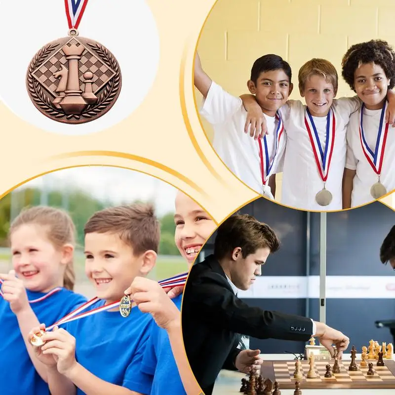Medale z nagrodami z wstążką na szyję Kreatywne złote medale dla dzieci Szachy Medale z nagrodami Przenośne medale Honor Roll Nagroda trofeum Nagroda