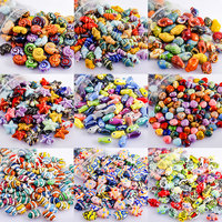 12pcs/Lot Randomly Colored Ceramic Zhuhai Turtle/Conch/Clownfish/Starfish/Patterned Shell Charm Diy Bracelet Keychain Material