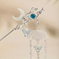 Fashion Chinese Style Tassel Hair Stick Butterfly Tassel Hair Clip Daily Gathering Wearing Women's Jewelry Hair Needle Hair Clip