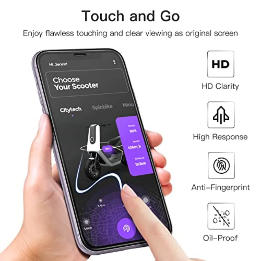 واقي شاشة بتغطية كاملة لهاتف آيفون 11 آيفون XR 6.1 بوصة حافة سوداء 9H حافظة من الزجاج المقسى صديقة عالية الدقة 3 عبوات شفافة