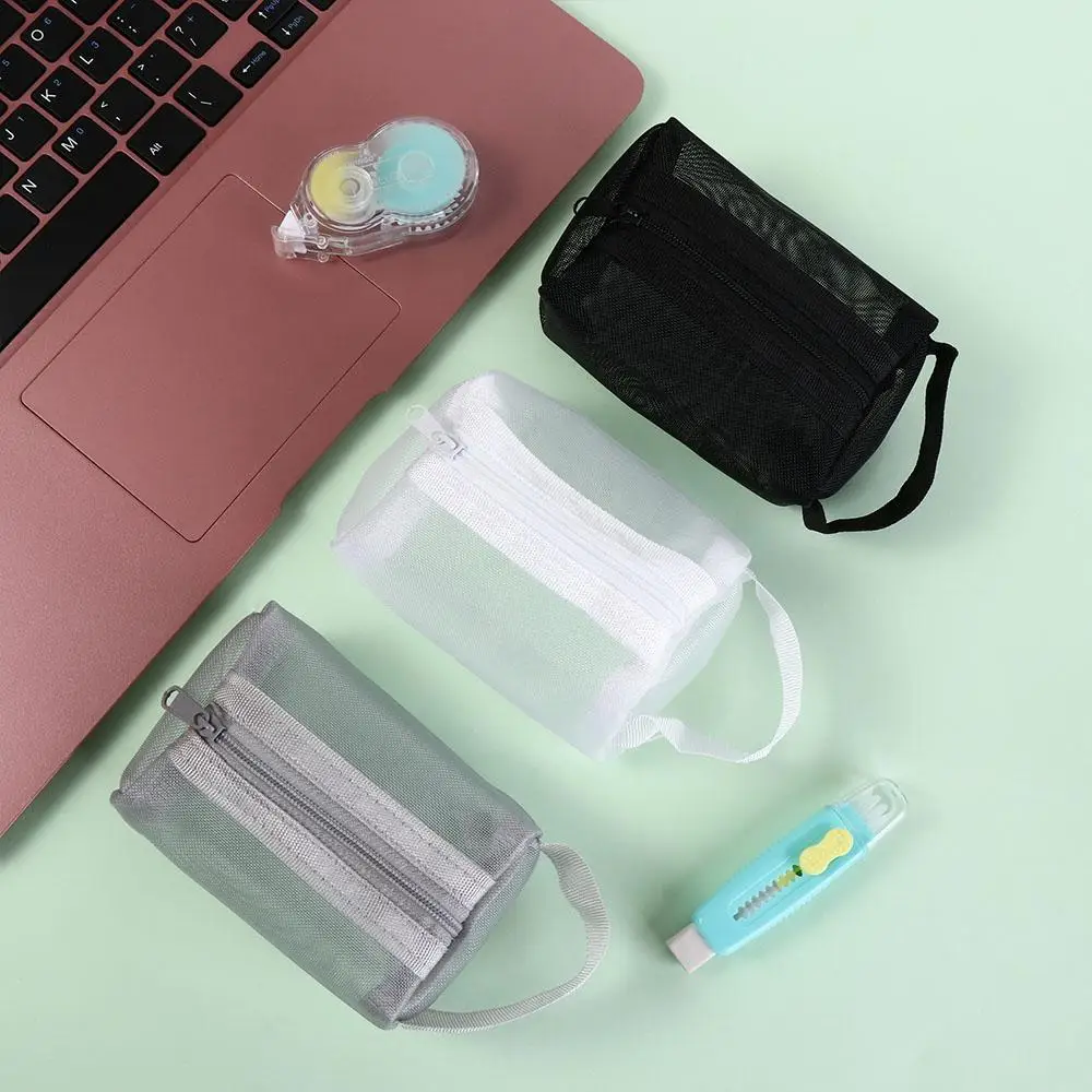 Transparent Mesh Storage Bag ID Credit Card Holder Zipper Pouch Small Coin Purse Small Wallet Organizer Transparent Cosmetic Bag
