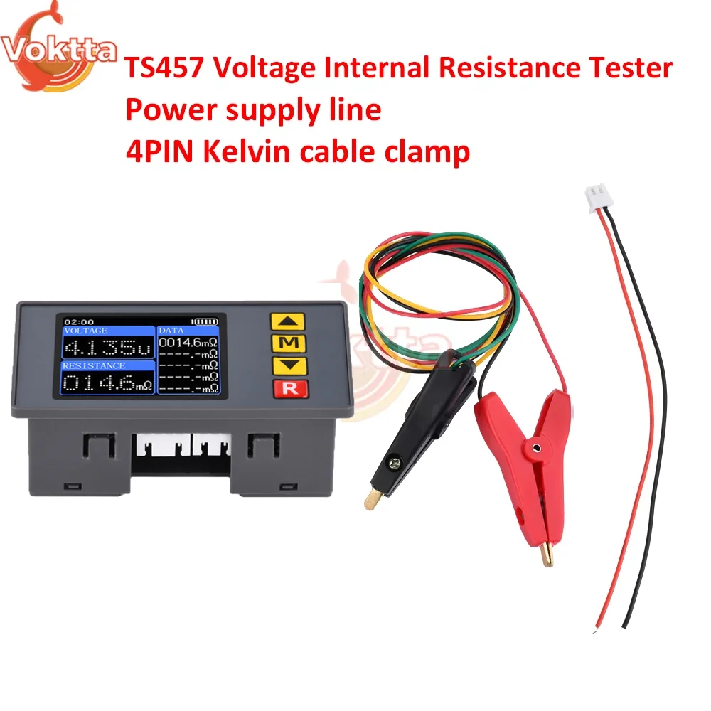 TS457 DC 5V Digital Voltmeter Battery Internal Resistance Tester High Precision Voltage Meter Battery Tester With Kelvin Clip