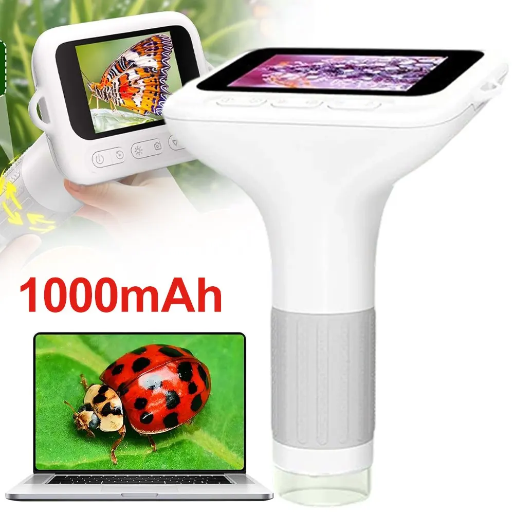 Microscope pour enfants, microscope numérique avec écran IPS de 3,0 pouces, loupe 1000x, microscope pour téléphone portable, connexion aux lumières LED du PC, microscope de poche USB, cadeaux pour garçons et filles