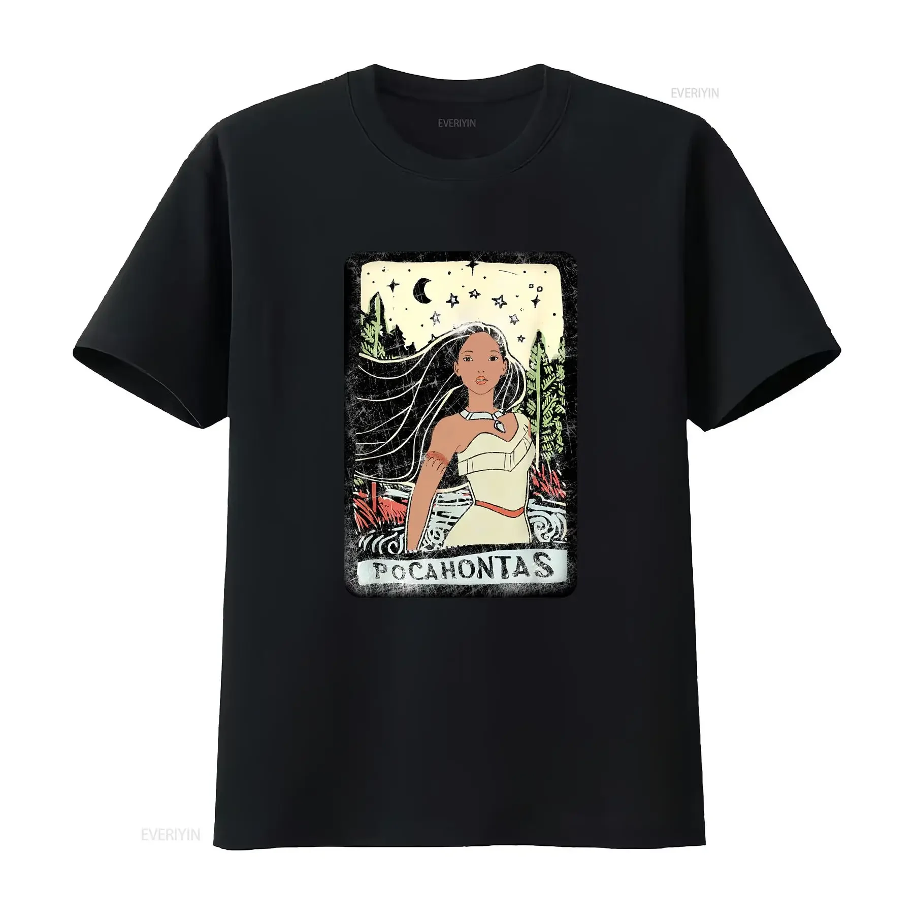 Pocahontas T Shirt vintage Washed Soft graphic fashion homme Casual Top For Everyday Wear Versatile Unisex Breathable
