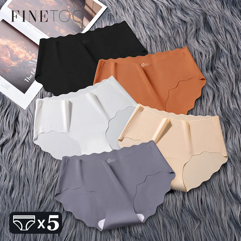 

5Pcs M-XL бесшовные трусы ледяной шелк дышащий трусики женские ультра-тонкий волна талии брифы девушки удобное спортивное белье