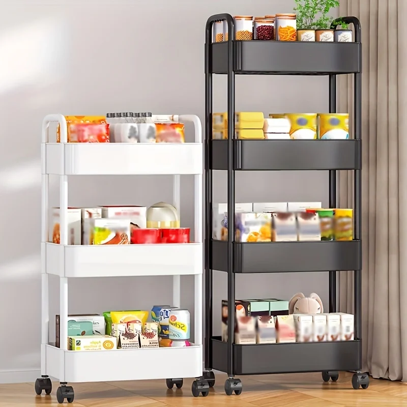 Household Multi-layer Small Cart Storage Rack Floor To Floor Kitchen Bedroom Bathroom Storage Rack Storage Rack with Wheels