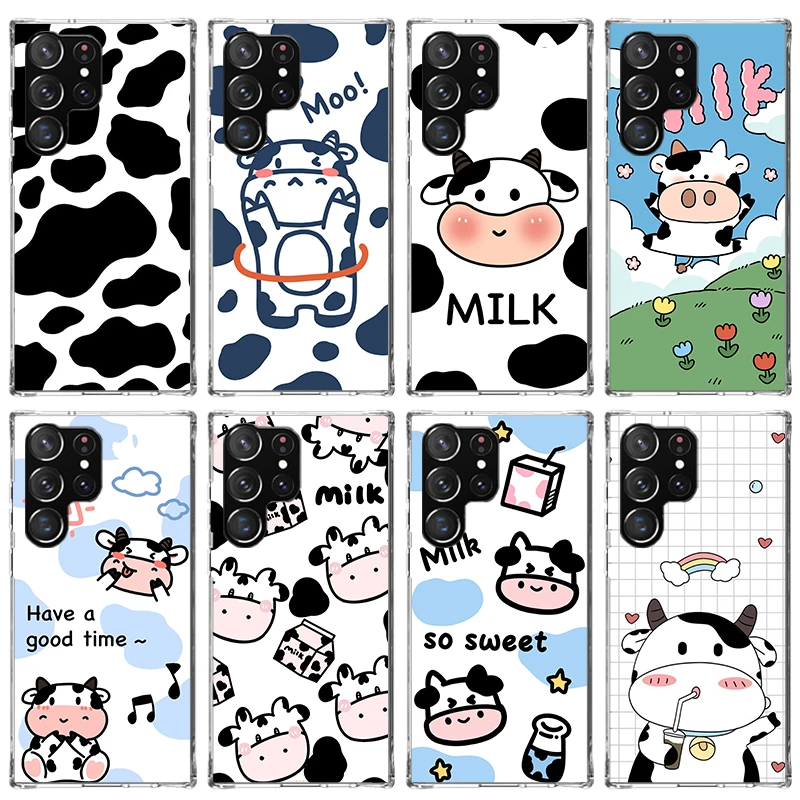 Dairy Cattle Cow Speckle Cute Phone Case for Samsung Galaxy S24 S23 S22 Plus S21 FE S20 Ultra S10 S10E S9 S8 + Soft Cover Print