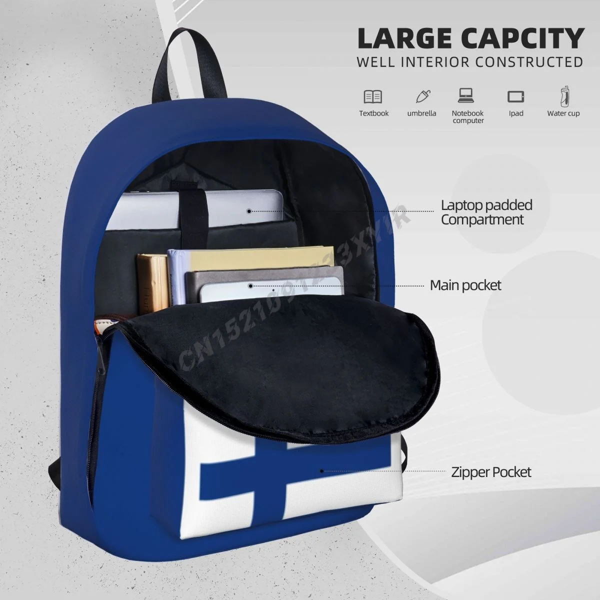 유니섹스 배낭 핀란드 국기 스티치 책가방 메신저 백 케이스 노트북 여행 가방 Mochila 선물