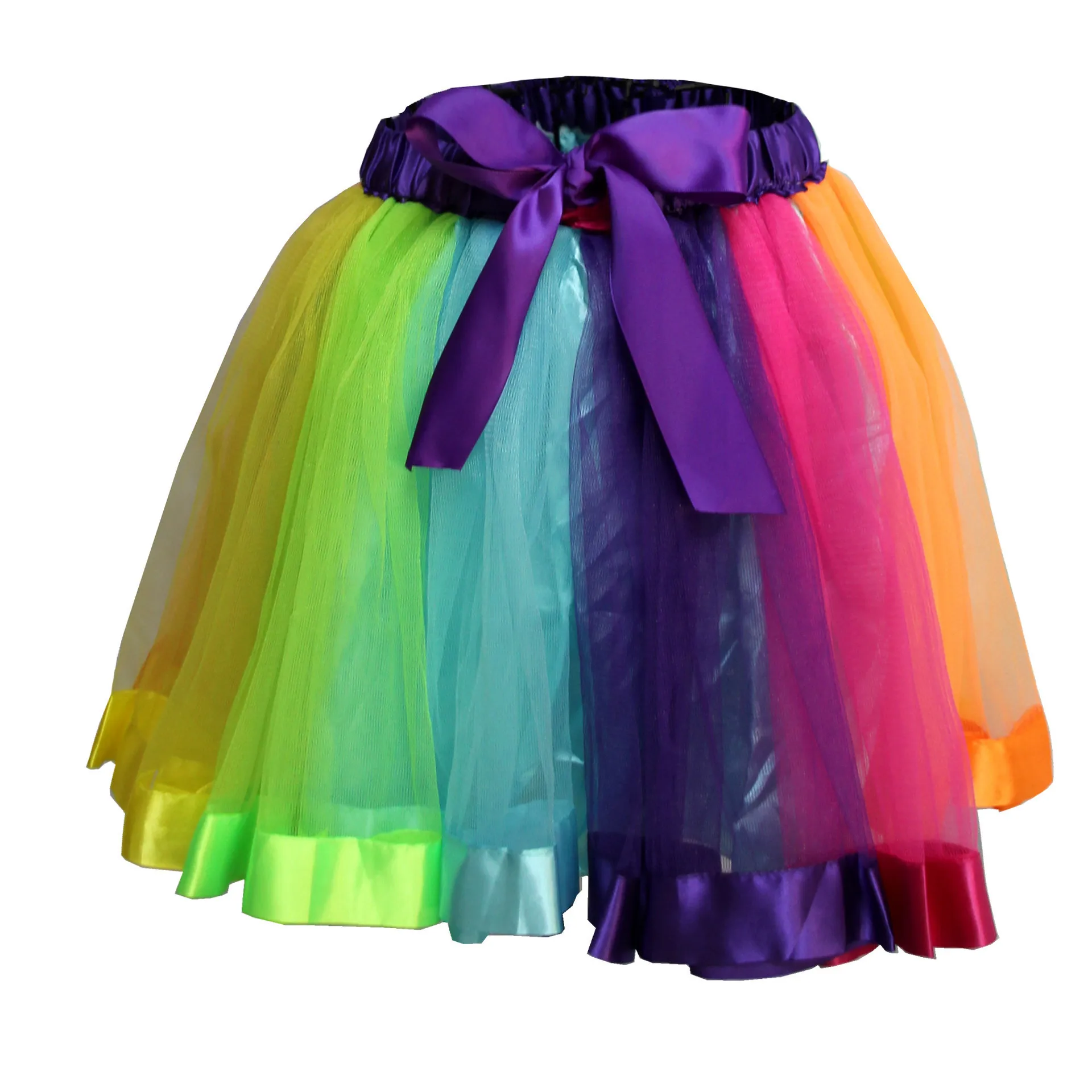 Candy Color Tutu Skirt Halloween Ballet Mesh Performance Cosplay Rainbow Mini Cake Skirt