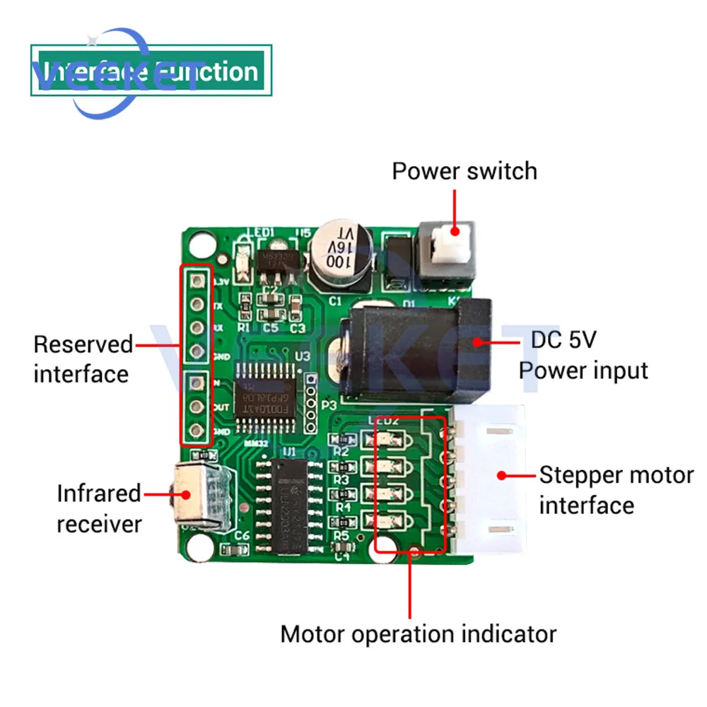 DC5V ULN2003 Driver Board 28BYJ48 Five-wire Four-phase Stepper Motor Driver with Infrared Remote Control ULN2003 Controller