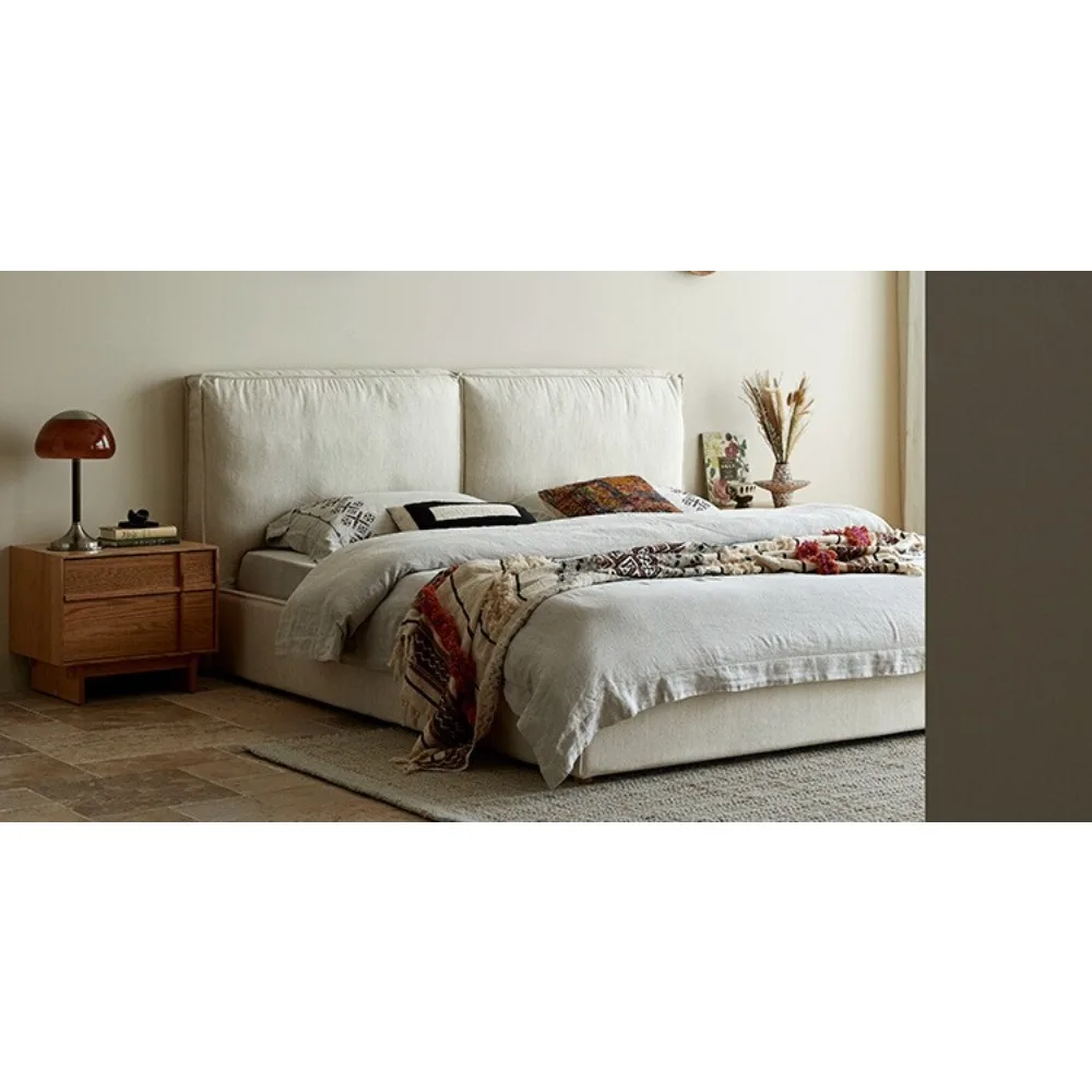 

Linen fabric bed fully dismantled and washed master bedroom simple modern 1.8 meters double bed