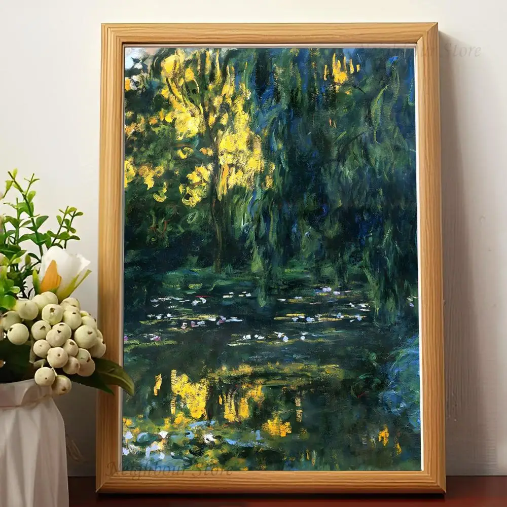 1pc Claude Monet Waterlily Pond Nature Landscape Poster Stickers Home Decor estetica Art murale Room Decor pittura digitale