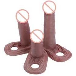 S/M/L Liquid Silicone Penis Extender Penis Enlargement Sleeve Thicken Delay Ejaculation Fix Testis Penis Sleeve Sex Toys for Men