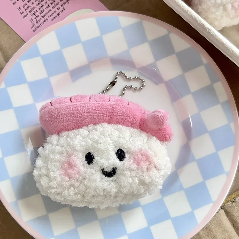 Sweet Shrimp Sushi Plush Doll Soft Stuffed Doll Keychain Car Key Holder Backpack Pendant School Bag Decoration Couple Gifts