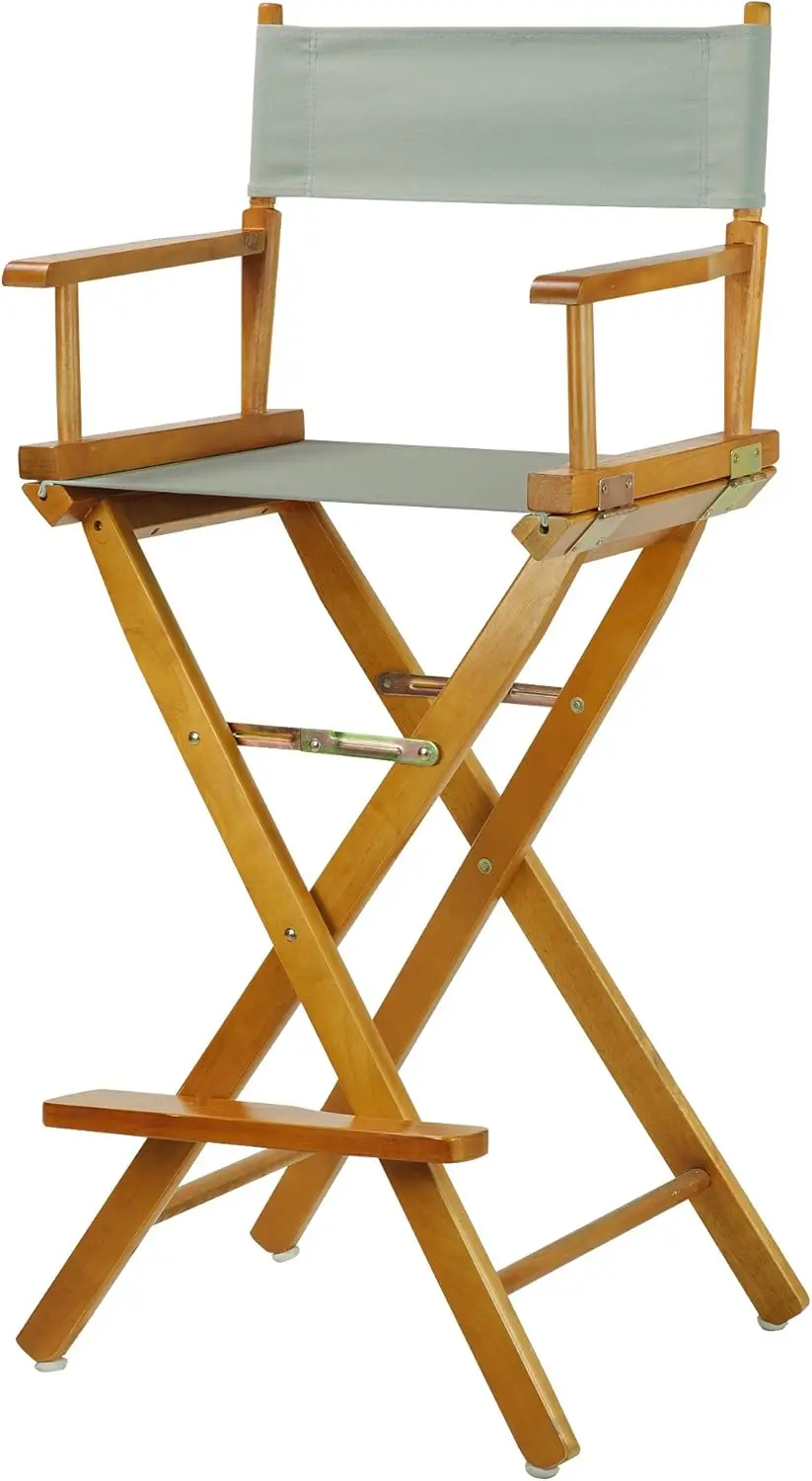 

30"" Director'S Chair Ey Oak Frame-With Grey Canvas, Bar Height