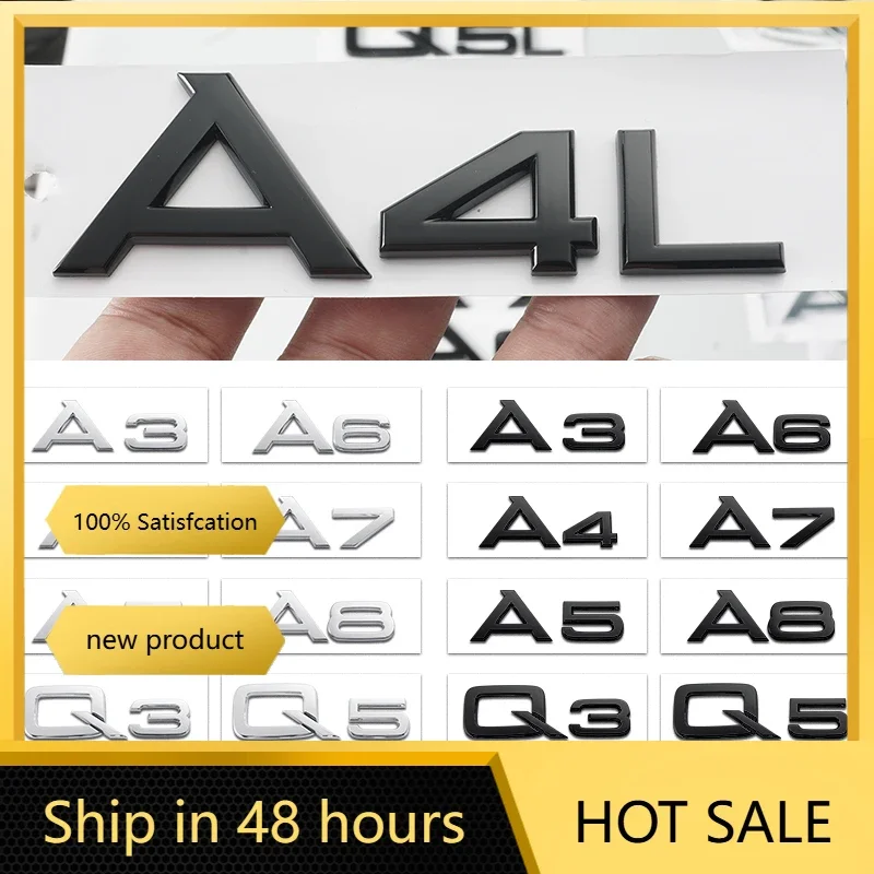 

3D Letters Numbers Emblem for Audi A3 A4 A5 A6 A7 A8 Q2 Q3 Q5 Q7 Car Trunk Lid Nameplate Badge Logo Sticker Chrome Glossy Black