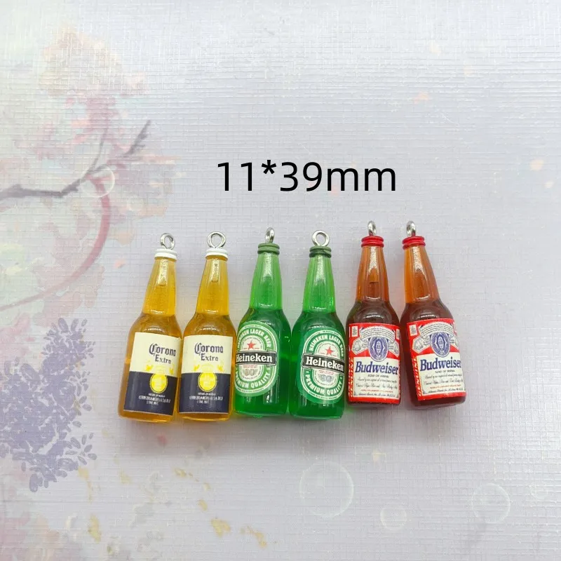 10pcs/lot 10*39mm Beer Bottle Resin Charms Bevarages Charms for Earrings Necklace Jewelry Making Supplies Diy Keychain Findings