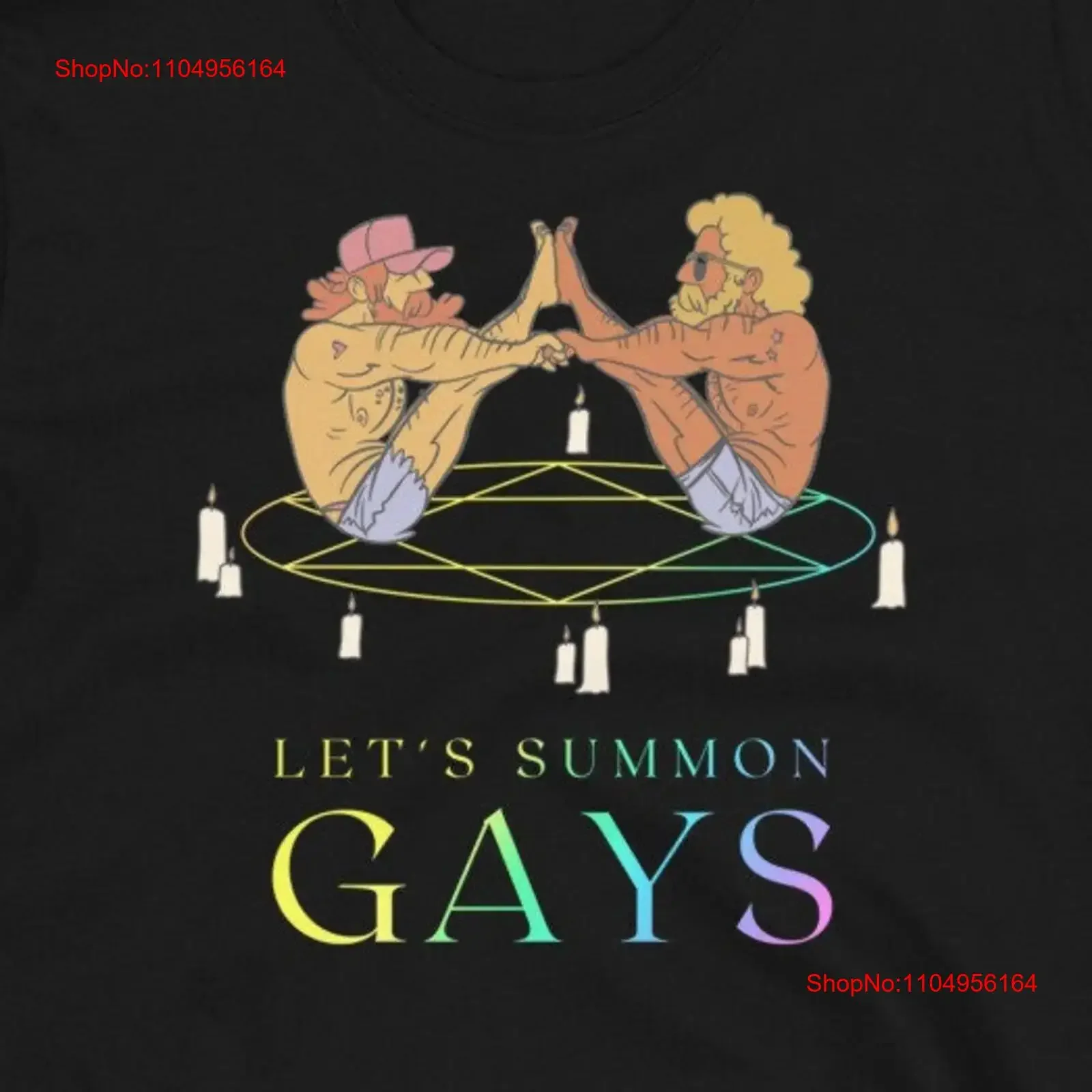 Funny Gay T Shirt Let's Summon Gays for Best Friend Daddy Bears Twinks Tops Bottoms Pride Parade vintage Washed Breathable
