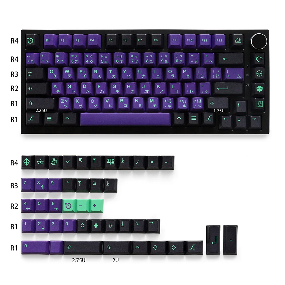 Cherry Profile Japanese Me-cha Keycaps Dye Sub PBT Ergonomic Design 129 Keys  for 61/64/104/108 Mx Switch Mechanical Keyboard