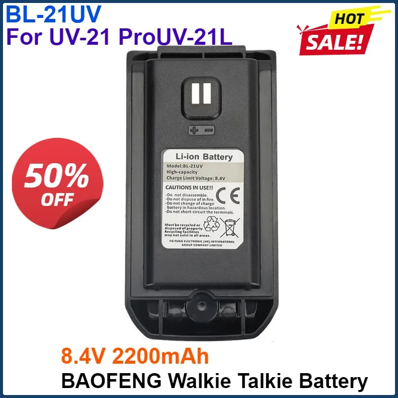 

8.4V 2200mAh BAOFENG Walkie Talkie UV-21 Pro Li-ion Battery BL-21UV High CapacityBattery Support Type-C Charging UV21Pro UV21L