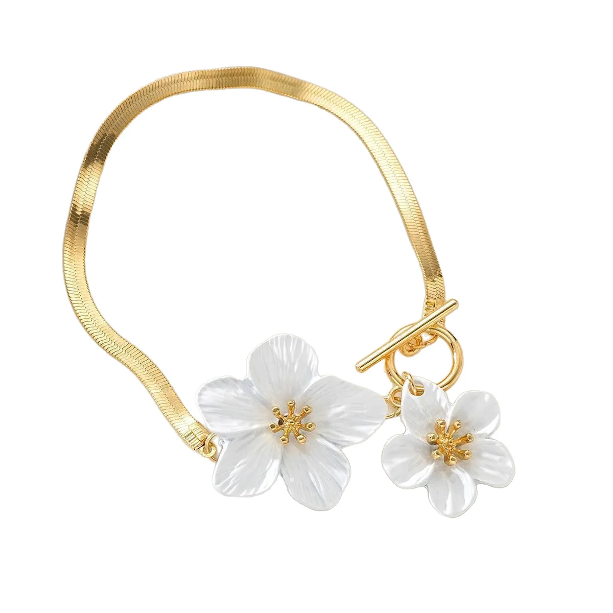 Cross-border flower pendant snakebone chain anklet