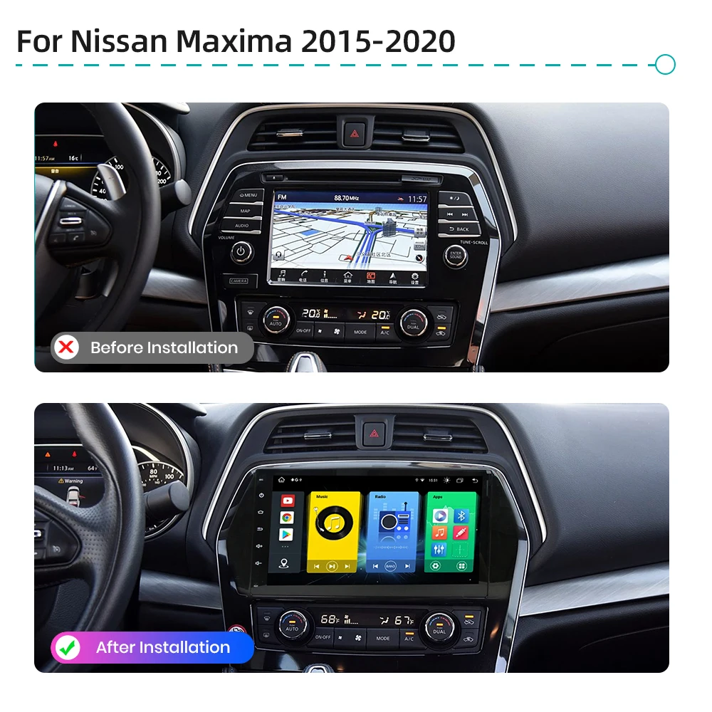 8G 256G CarPlay Android 13.0 IPS Car Multimedia Player GPS Navigation 4G WiFi Bluetooth Car Radio For Nissan Maxima 2015-2020