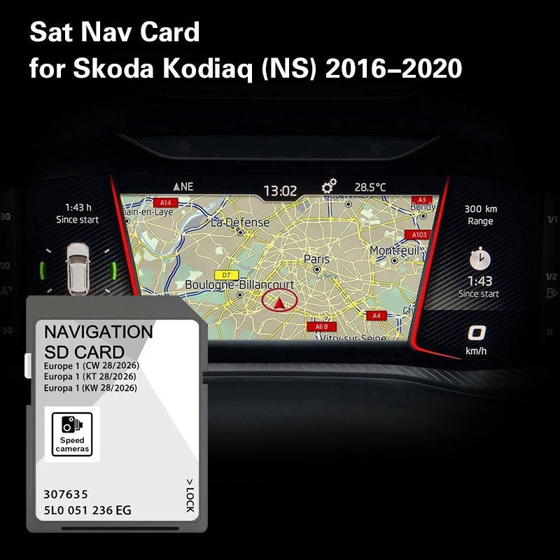 Navigation SD Card for Skoda Karoq 2017 2018 2019 2020 Car Map Cover Europe England Romania Serbia Spain Sweden Switzerland