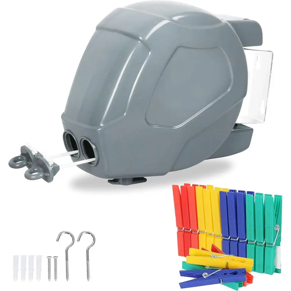 Heavy-Duty Outdoor & Indoor Retractable Clothesline with 98ft PVC Line and ABS Shell to Prevent Sagging