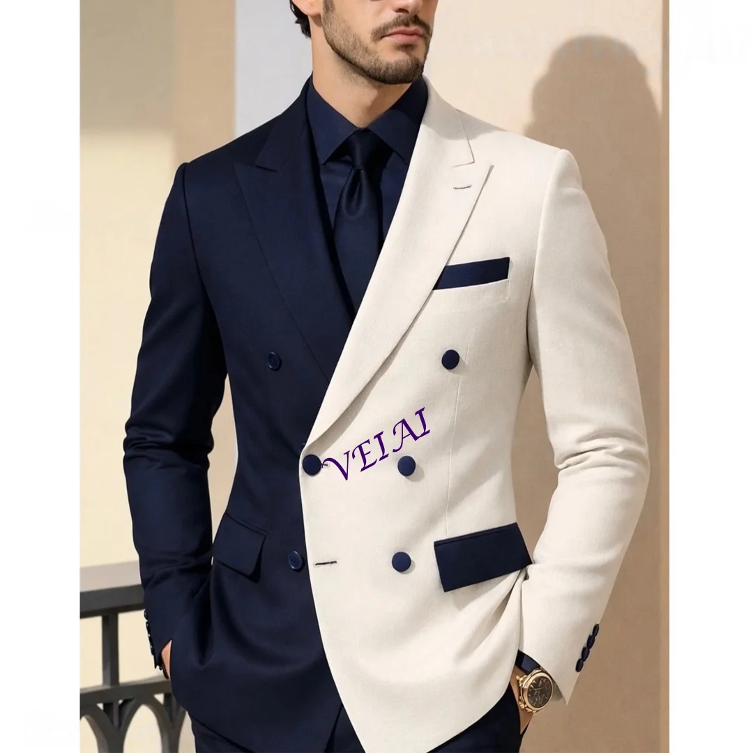 

CustomizedItalian Tailcoat Men Suit Double-breasted Peak Lapel 3 Pieces(Jacket+Pants+Vest) Male Formal Wedding Party Set