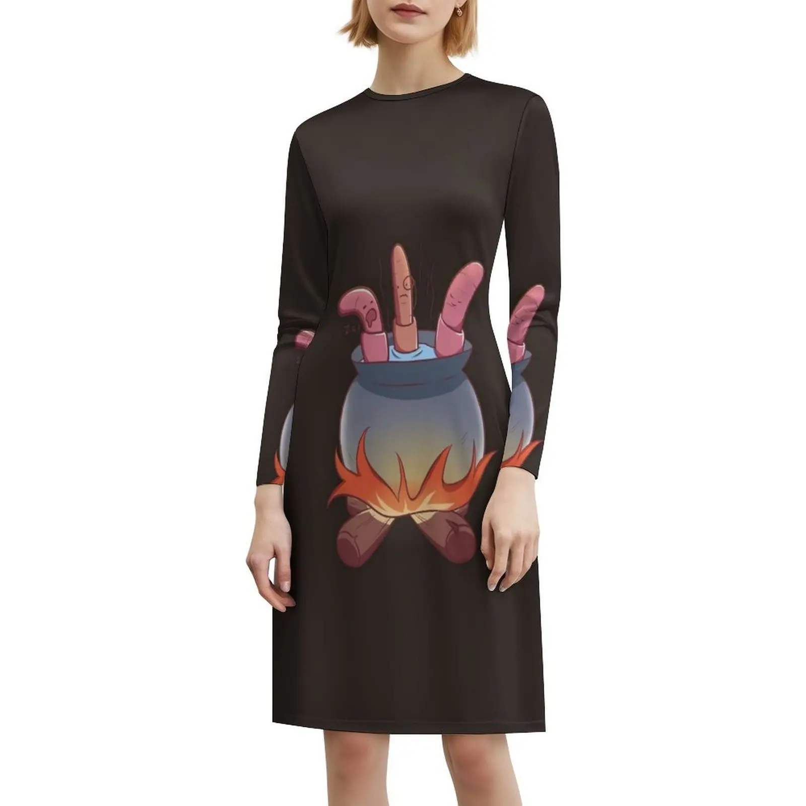 Hotpot الديدان هالوين لطيف الغذاء الأزهار سموك فستان للنساء الربيع الصيف فستان كاجوال للحزب لطيف الغذاء هالوين الفأس #6